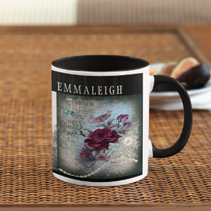 Viktorianische Rose Ephemera Monogram Tasse