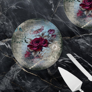 Viktorianische Rose Ephemera Pappteller