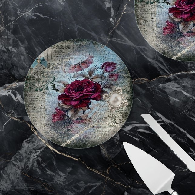 Viktorianische Rose Ephemera Pappteller (Von Creator hochgeladen)