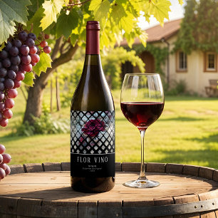 Viktorianische Rose Ephemera Weinetikett