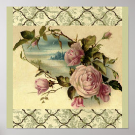 Viktorianische Rose Garden Gate by Sea Poster