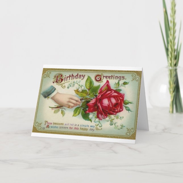 Viktorianische Rose Geburtstagskarte Karte (Vorderseite)