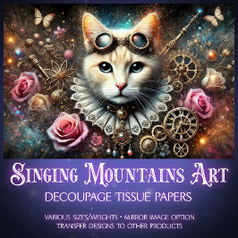Viktorianische Rose Gold Steampunk Cat Decoupage Seidenpapier