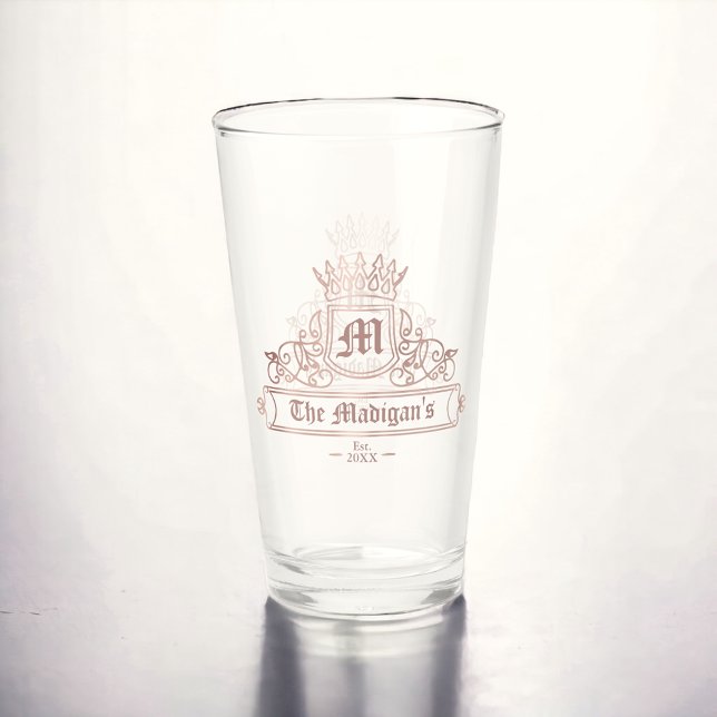 Viktorianische Rose Goldkronen-Monogramm-Pint-Bar Glas (Von Creator hochgeladen)
