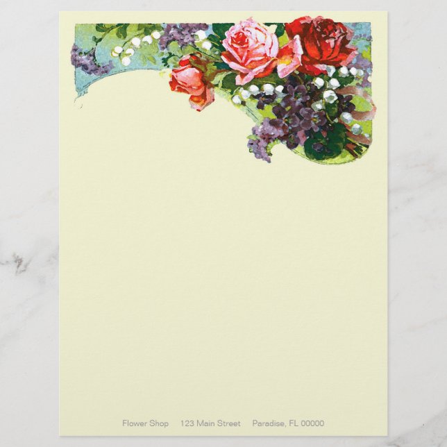 Viktorianische Rose ~ Letterhead Briefkopf (Vorderseite)