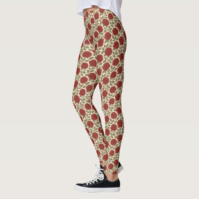 Viktorianische Rose Rote Flora Leggings (Links)
