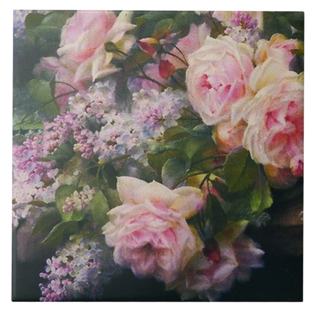 Viktorianische Rose und Lilacs Fliese (Vorderseite)