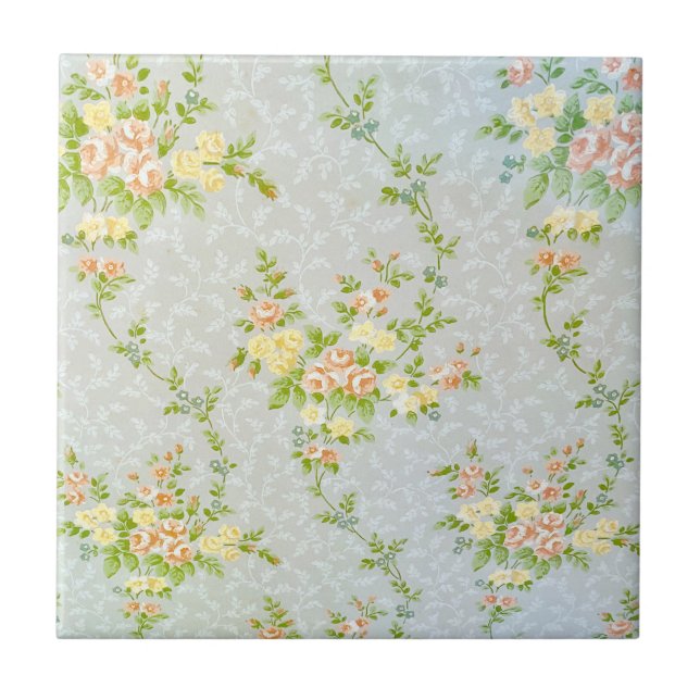 Viktorianische Rose und Weinberge Keramik Tile Fliese (Vorderseite)