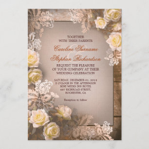 Viktorianische Rose Vintag rustikale Hochzeitseinl Einladung