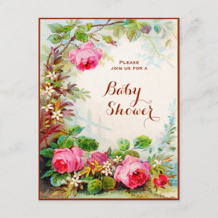 Viktorianische Rosen-Hütten-Garten-Baby-Dusche Einladung