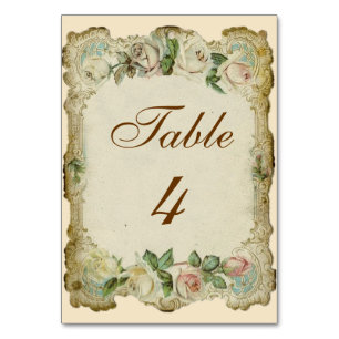 Viktorianische Rosen-Sahnehochzeits-Tabellen-Karte Tischnummer