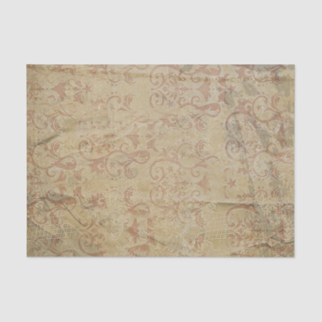 Viktorianische Rote Blätter auf Gold Hintergrund Seidenpapier (Vorderseite)