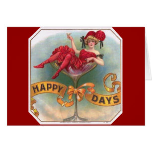 Viktorianische Rote Champagnerfrau Happy