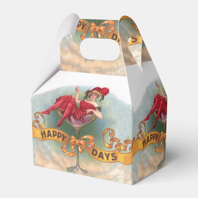 Viktorianische Rote Champagnerfrau Happy Geschenkschachtel (Vorderseite)