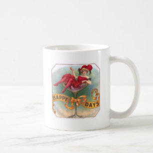 Viktorianische Rote Champagnerfrau Happy Kaffeetasse