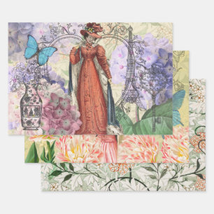 Viktorianische Rote Girl Classy Colorful Geschenkpapier Set