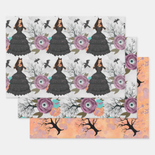 Viktorianische Rotzunge Gothic Floral Vintag Hallo Geschenkpapier Set
