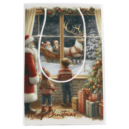 Viktorianische rustikale Weihnachtskarte Mittlere Geschenktüte