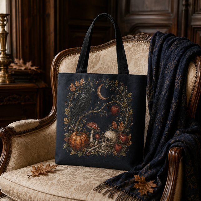 Viktorianische Samhain-Raben-Botanik-Gotik-Tasche (Victorian Samhain Raven Botanical Gothic Tote Bag)