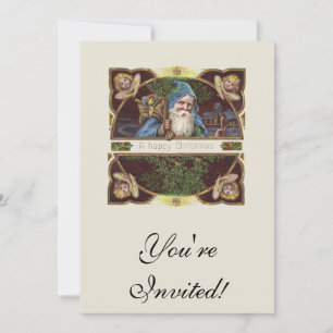 Viktorianische Santa Angels Weihnachtsantike Einladung