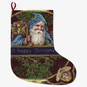 Viktorianische Santa Angels Weihnachtsantike Großer Weihnachtsstrumpf