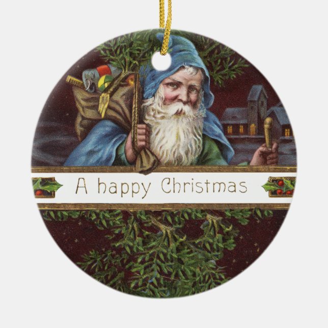 Viktorianische Santa Angels Weihnachtsantike Keramik Ornament (Vorne)