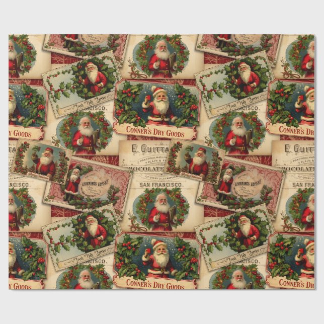 Viktorianische Santa Claus-Werbeaktion Geschenkpapier (Flach)