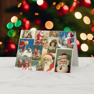 Viktorianische Santa-Elfen-Foto-Option Weihnachten Karte