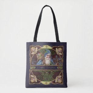 Viktorianische Santa Engel Blaue Weihnachten Vinta