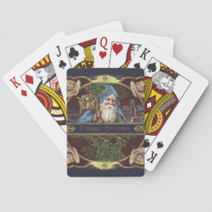 Viktorianische Santa Engel Blaue Weihnachten Vinta Spielkarten