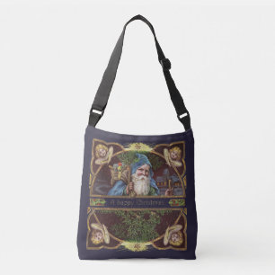 Viktorianische Santa Engel Blaue Weihnachten Vinta Tragetaschen Mit Langen Trägern