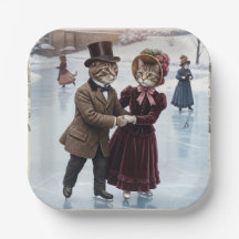 Viktorianische Schlittschuh laufende Katzen Papier