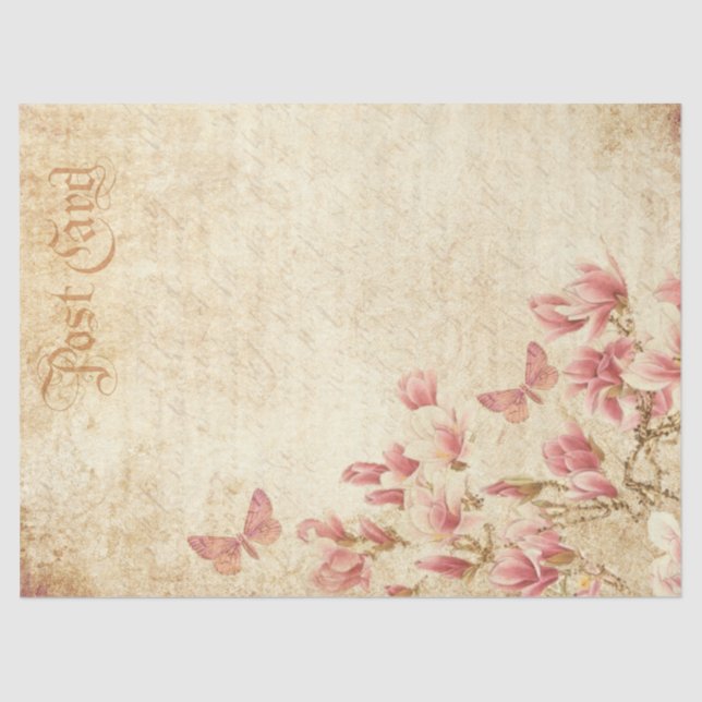 Viktorianische Schmetterlinge und Blume Seidenpapier (Vorderseite)