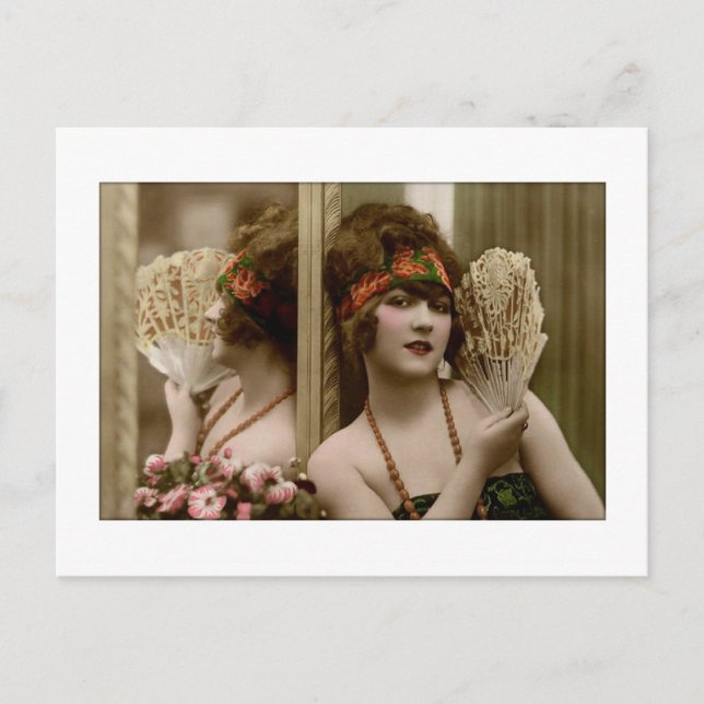Viktorianische Schönheit mit Ventilator und Reflex Postkarte (Vorderseite)