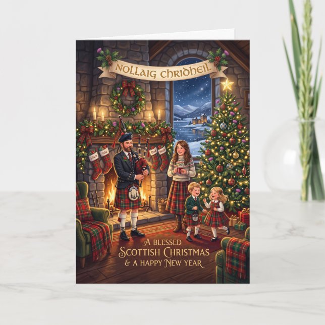Viktorianische schottische Weihnachtskarte Karte (Vorderseite)