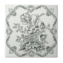 Viktorianische Schwarz-Weiß-Floral-Repro-Mauer Fliese