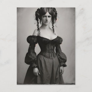 Viktorianische Schwarz-Weiß-Frau Postkarte