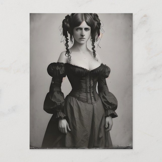 Viktorianische Schwarz-Weiß-Frau Postkarte (Vorderseite)