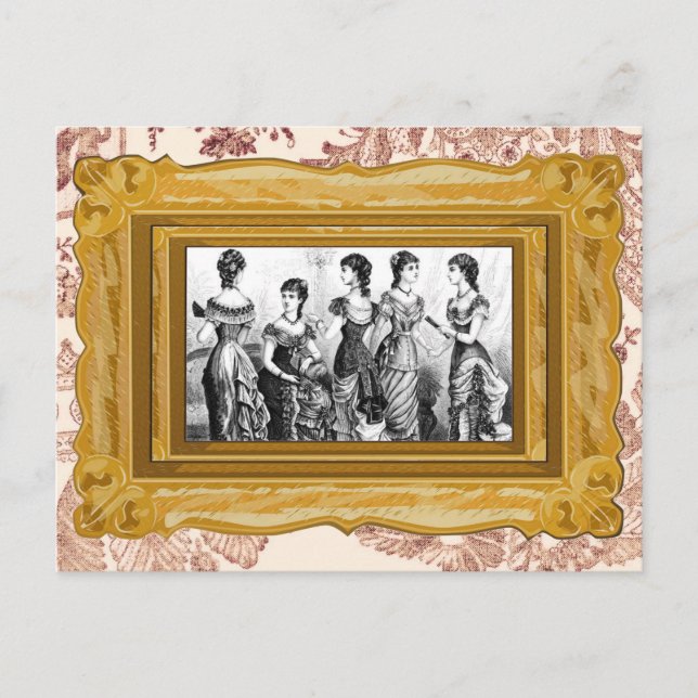 Viktorianische Schwarz-Weiß-Mode Postkarte (Vorderseite)