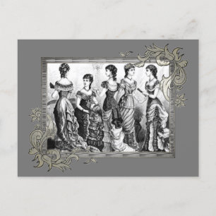 Viktorianische Schwarz-Weiß-Mode Postkarte