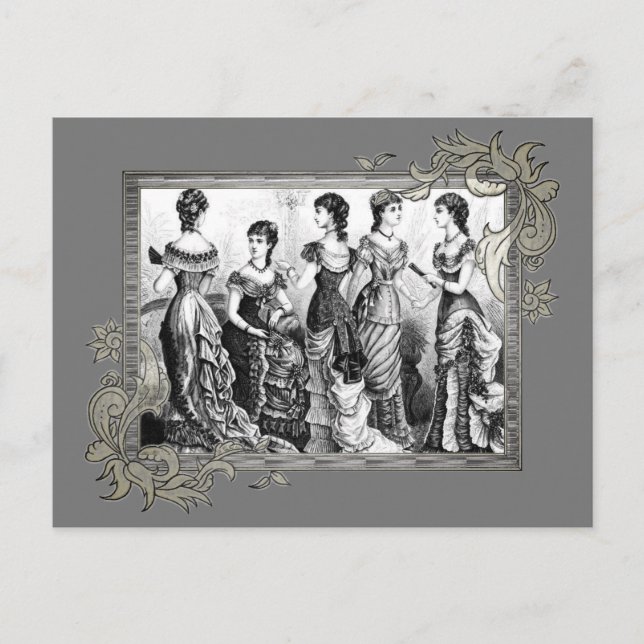 Viktorianische Schwarz-Weiß-Mode Postkarte (Vorderseite)