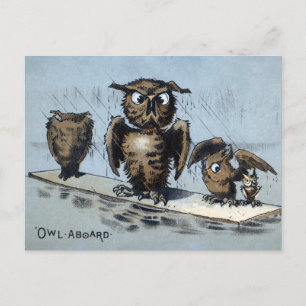 Viktorianische schwebende Eulen Postkarte