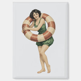 Viktorianische Schwimmerin mit Vintage-Rettungsrin Magnet