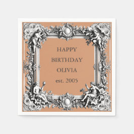 Viktorianische Scrollrahmen - Tonterrakotta Serviette