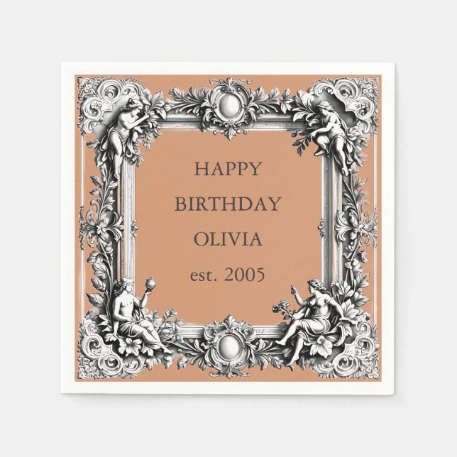 Viktorianische Scrollrahmen - Tonterrakotta Serviette (Vorderseite)