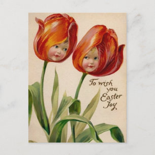 Viktorianische seltsame Blumen-Gesichter Oster-Pos Postkarte