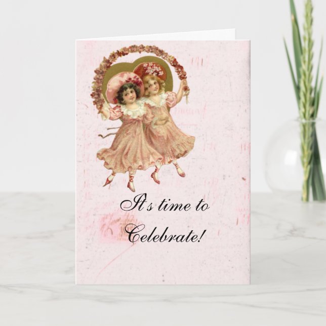Viktorianische Shabby Pink Girl's Birthday Card Dankeskarte (Vorderseite)