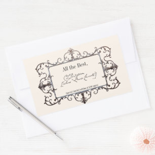 Viktorianische Signatur Autor BookPlate Vorlage Rechteckiger Aufkleber