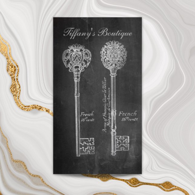 Viktorianische Skeletttasten im Chalkboard Visitenkarte (Chalkboard Victorian skeleton keys realtor Business Card)