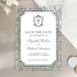 Viktorianische Smaragd katholische Hochzeit Save t Acryleinladungen